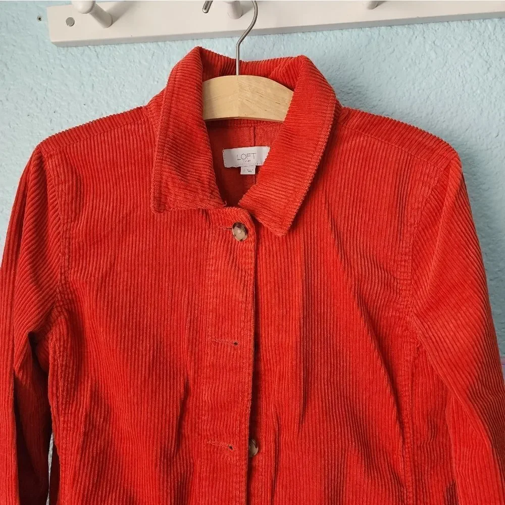 LOFT corduroy button front pockets boxi long sleeve shaket - Picture 4 of 13